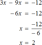 equation 12+3x=9x шаг 3