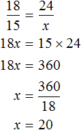 пропорция 18 на 15 равно 24 на x решение