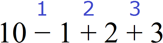Порядок для выражени 10-1+2+3