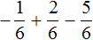 минус одна шестая плюс две шестых минус пять шестых