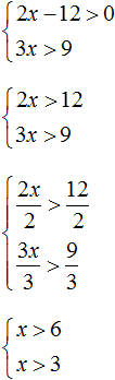 2x - 12 b 0 i 3x b 9 step 2